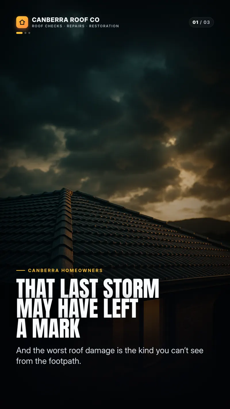 Canberra Roof Co concept ad, slide 1 of 3